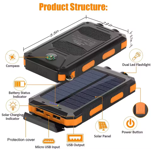 Campnes Solar Power Bank with Flashlight