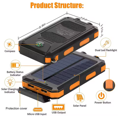 Campnes Solar Power Bank with Flashlight